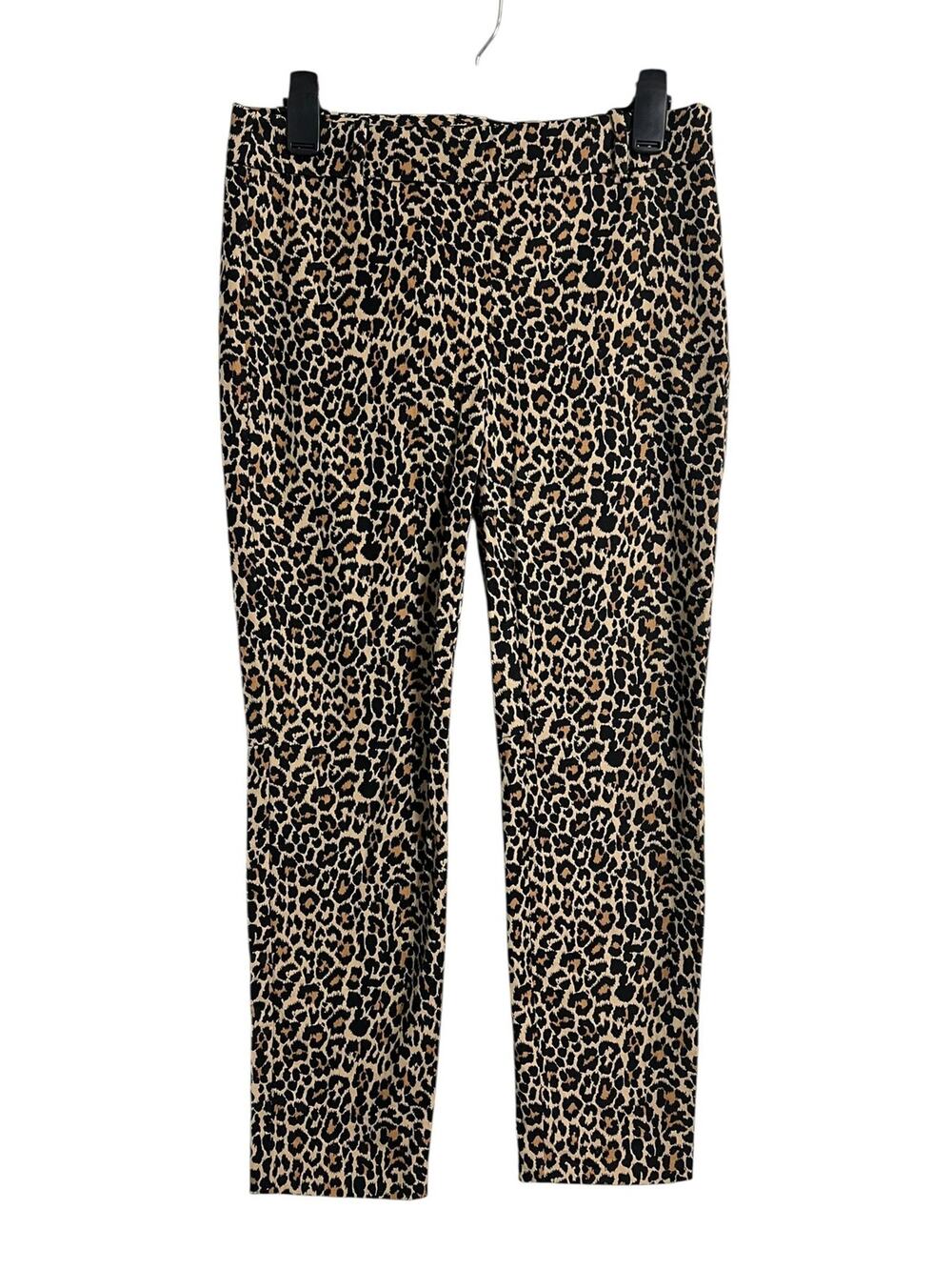 J.Crew Winnie Pants Womens 4 Leopard Print Ankle Career Work Trousers Stretch